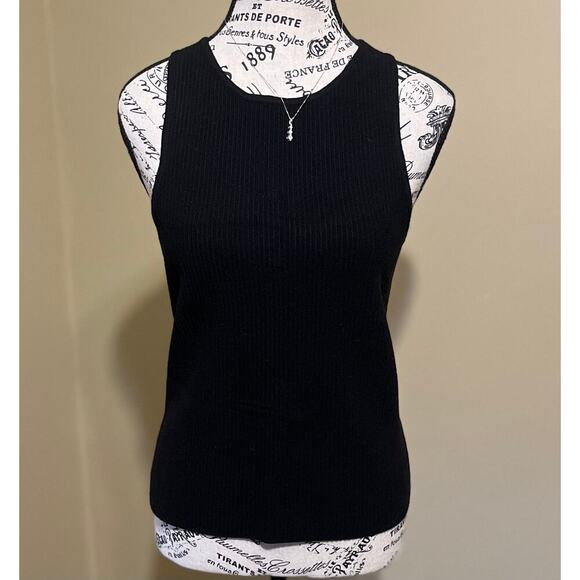 Marled Sleeveless Ribbed Sweater Tank Top Size XL Black Heavy Minimalist Preppy - Picture 1 of 7